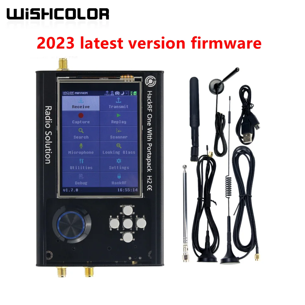 

Wishcolor 1 МГц-6 ГГц в сборе SDR радио версии 2.0.0 Hackrf One + PortaPack H2 + 5 антенн + кабель для передачи данных