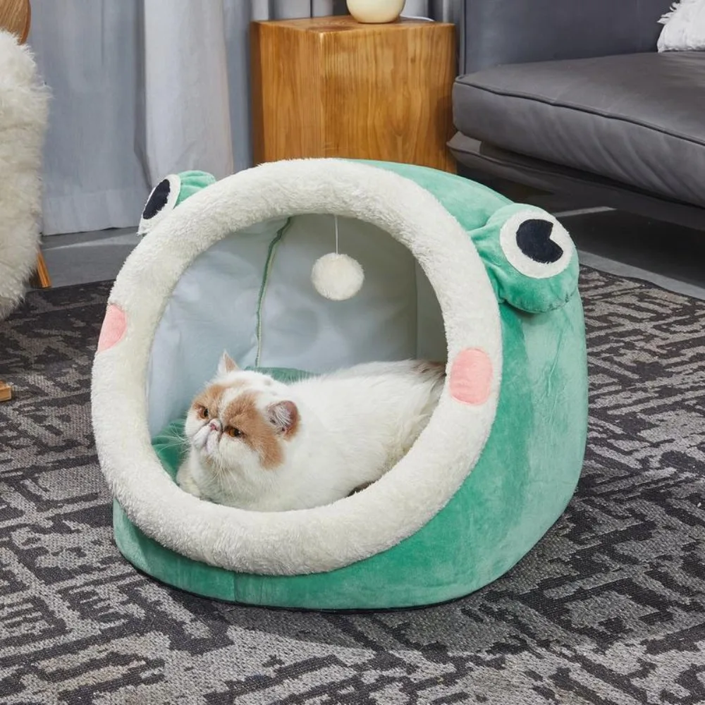 

Уютная, мультяшная кровать Igloo-милый домашний рай для кошек, идеальное место для кошек, безопасная и уютная роскошная, удобная ткань