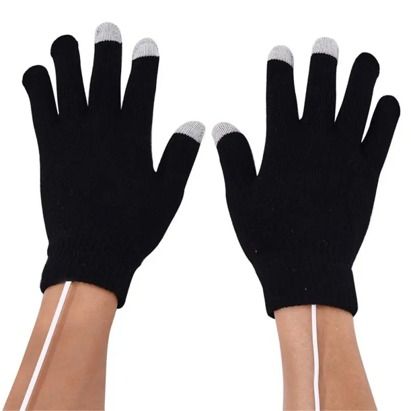 1Pair USB Heated Gloves For Men Women Warm Portable Knitting Heating Mittens Hands Warmer Touch Screen Ski Accessories 2