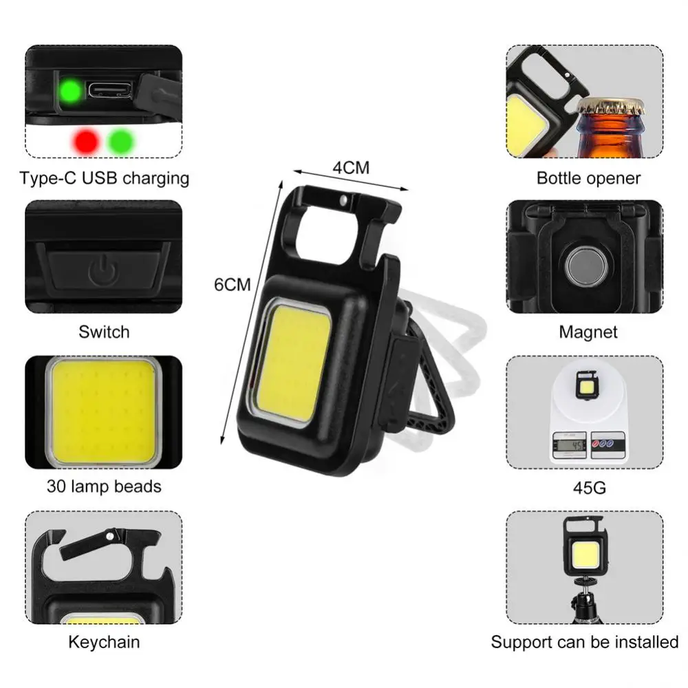 Mini LED 500mAh Flashlight USB Rechargeable for Outdoor Camping