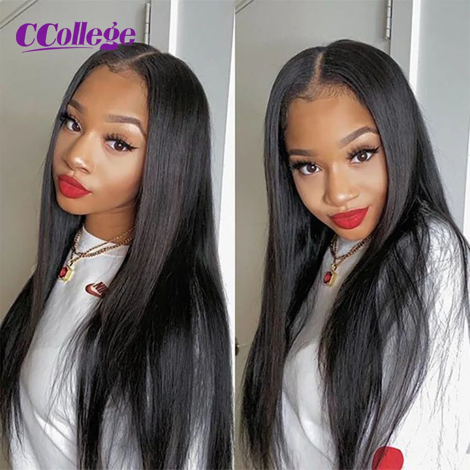 

Closure Wig Human Hair Wigs Lace Wig Natural Hair Straight Brazilian Hair Wigs 180 Density Wig T Part Transparent Lace Wig