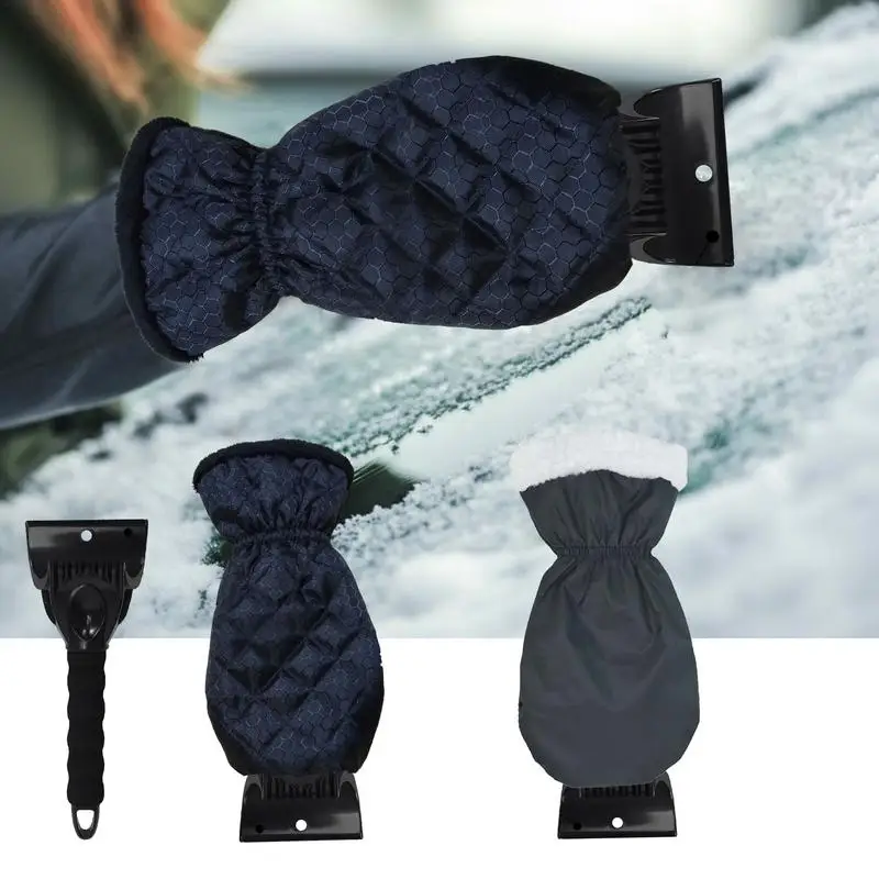 For Home Use Car Ice Scraper Windshield Scraper With Gloves Automobile Window Snow Removal Shovel Waterproof Warm Mittens For