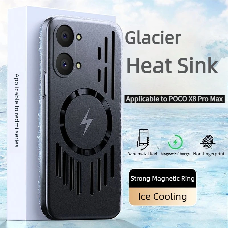 Luxus-Eisgefühl-Wärmeableitungs-Hülle für Xiaomi POCO X8 Pro Max X7 F8 Ultra F7 M8 Pro 15T Pro Ultradünne magnetische Schutzhülle