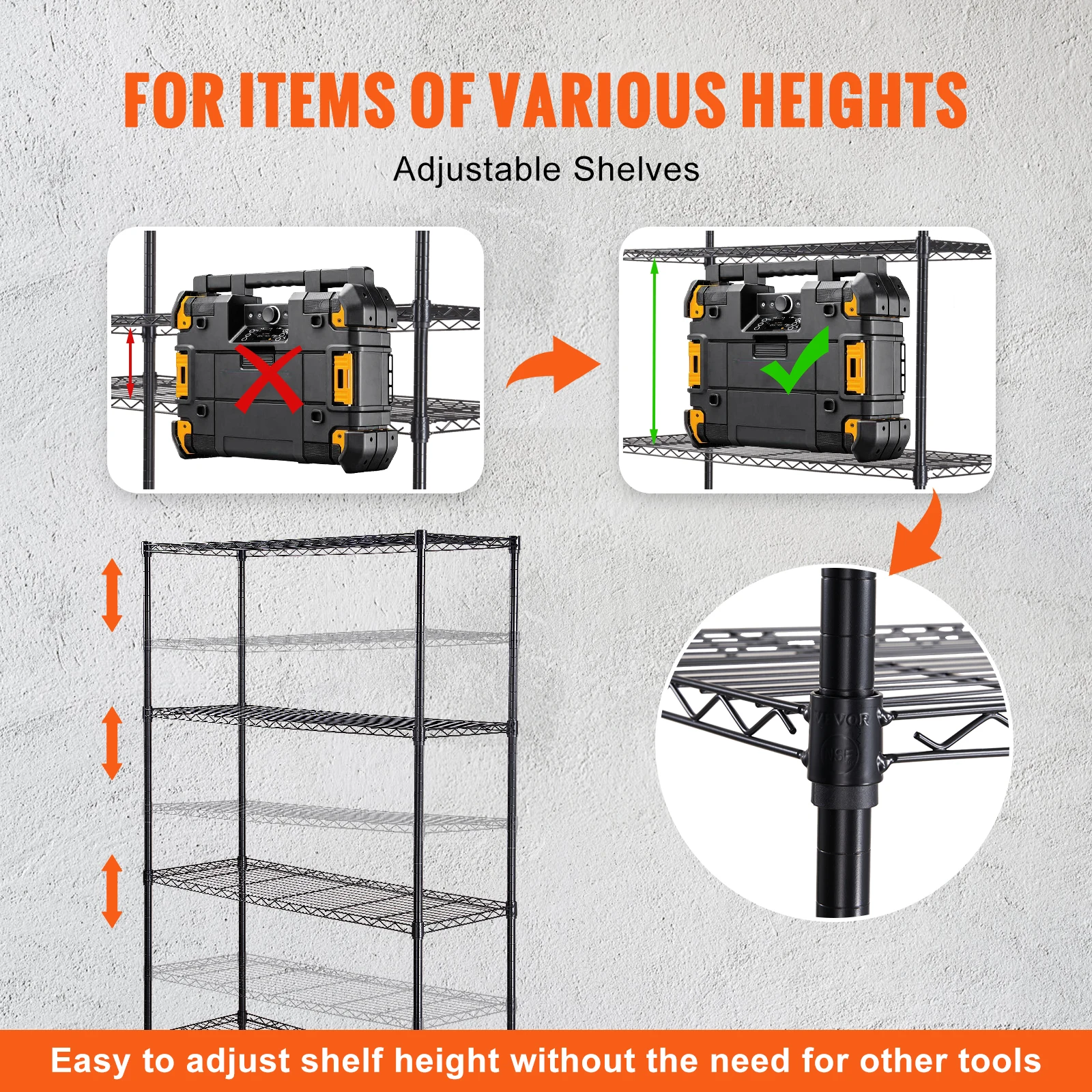 VEVOR 4 Layers Storage Shelf Ladder Shelving Stair High Shelf Unit Bookshelf  For Kitchen Warehouse Commercial Space Racks 6