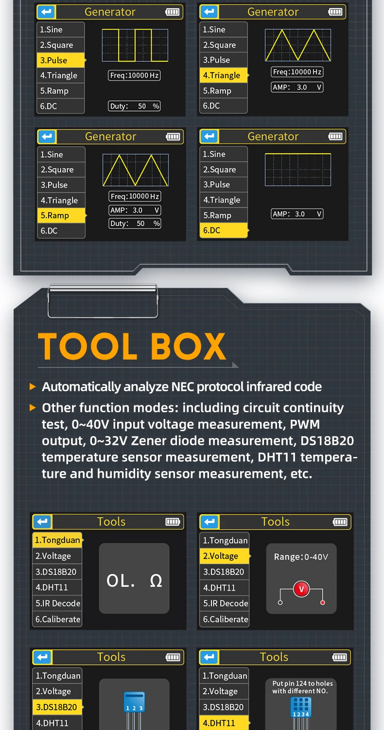DSO-TC3 3-In-1 Osciloscop Digital Tester De Tranzistori Tester De Componente Ele