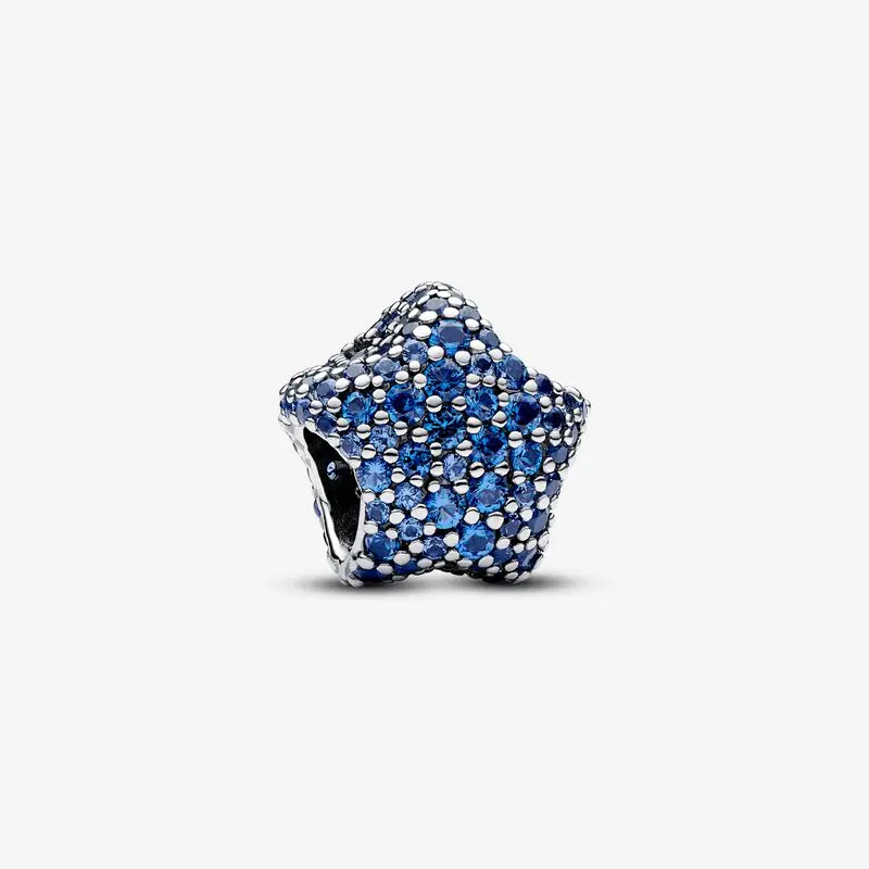 

2023 Authentic 925 Sterling Silver Bold Pave Star Charm beads Fits Pandora bracelets Jewelry Making