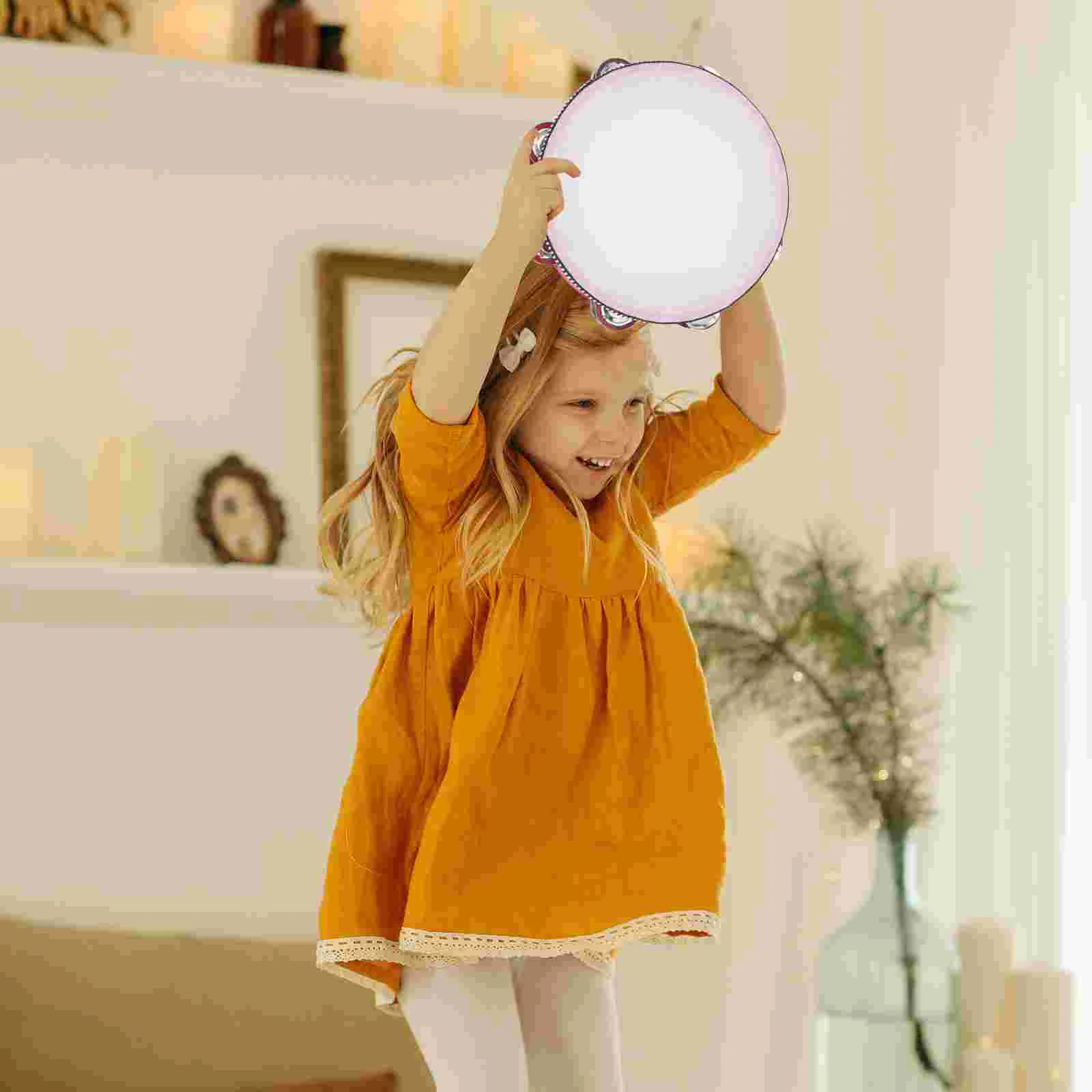 Double Row Tambourine Kids Shaker 8 Inch Toys Handheld Educational Plaything Wooden Percussion Drum Baby Music