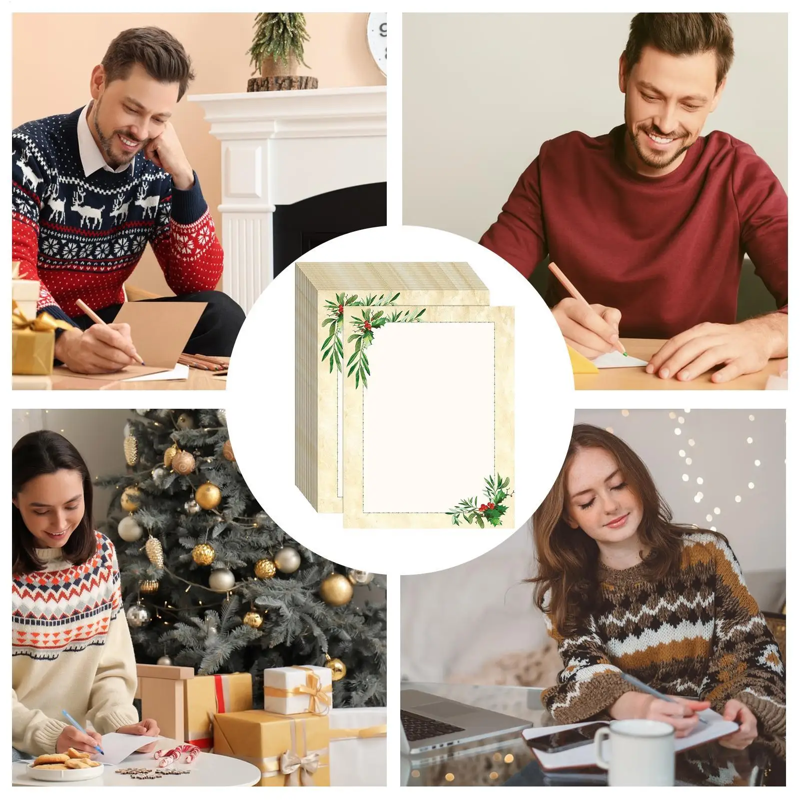 크리스마스 편지지 50장 테두리 디자인 축제용 용지 휴일 문구류 편지 메모 작성용 웨딩용
