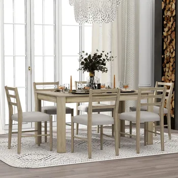 7-Piece Wooden Dining Set 1
