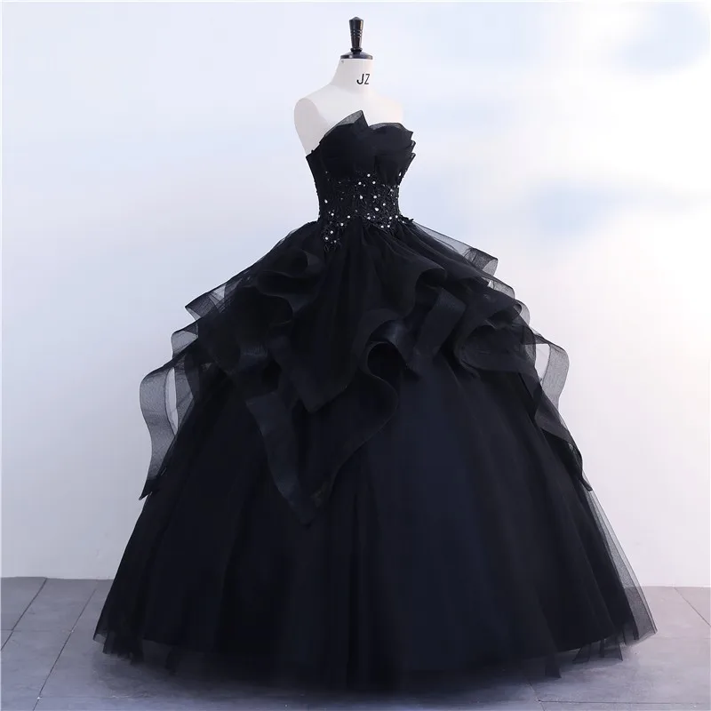 Winter New Black Strapless Party Dress Noble Vestidos Quinceanera Dresses Classic Prom Ball Gown Customize Ashley Gloria