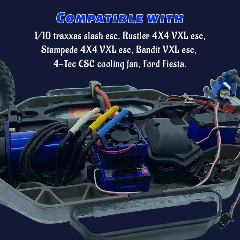 2Pc VXL-3S Velineon ESC VXL-3 VXL 3S Heat Sink Cooling Fan For Traxxas Bandit Rustler Stampede Slash 2WD / 4X4 VXL Parts 2