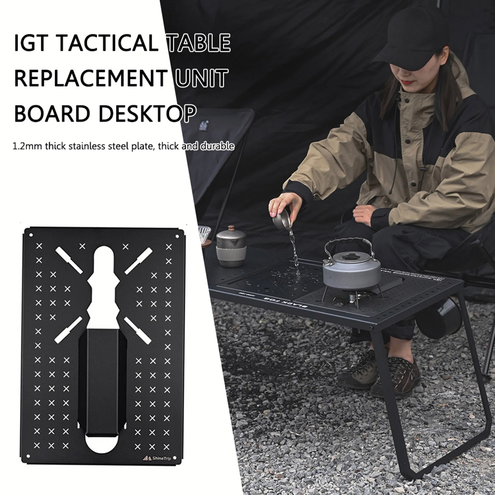 

1pc Camping Folding Table Unit Board Carbon Steel Versatile Design Effortless Cleaning Flexibly Combined For Camping Hiking