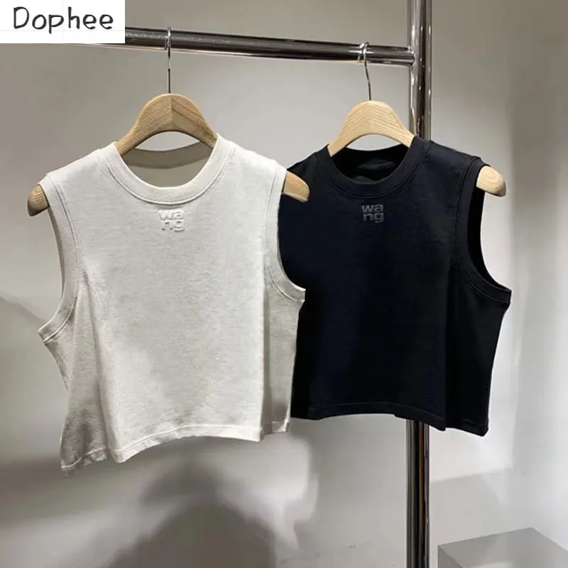 

2023 New Summer Foaming Letters Sleeveless Tshirts Printing Sexy Vests Spice Girls Crop Cotton Top Outerwear Casual Tanks Tops