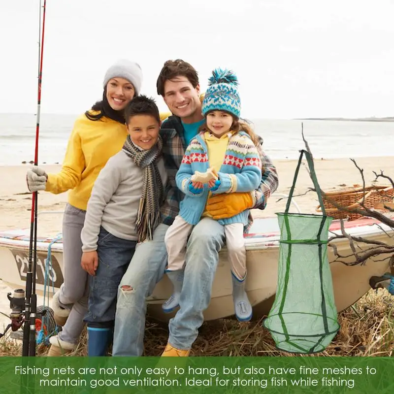 Fishing Traps Fishing Net Trap Fish Basket Drawstring Opening Collapsible Fishing Net Cage For Live Fish