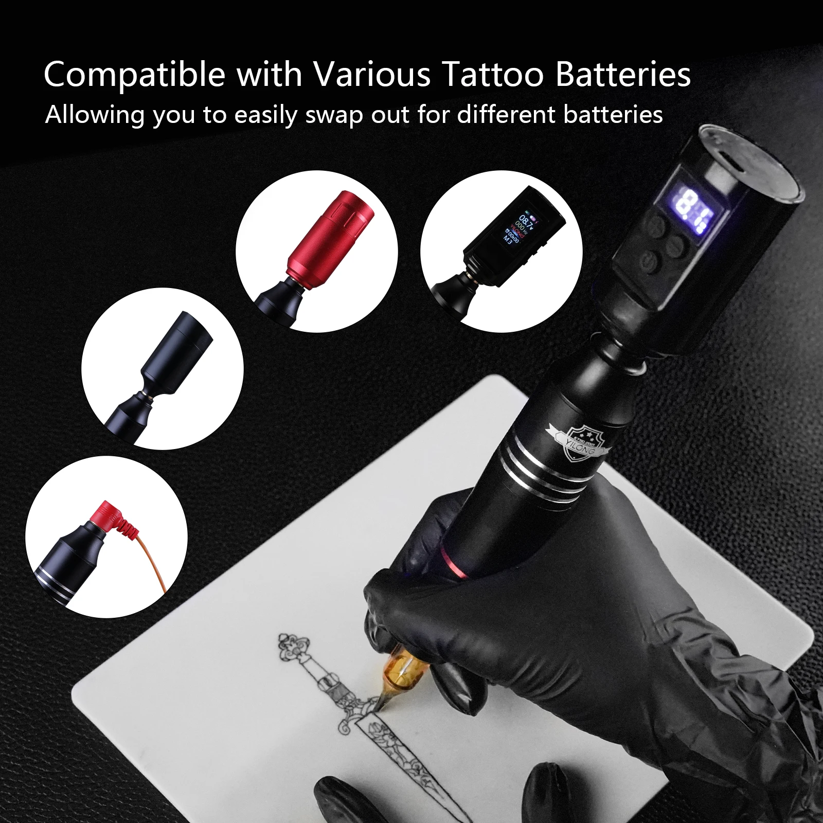 ワイヤレスタトゥーマシン yilong Amazon.com: YILONG Rotary Tattoo Pen Machine Wireless Tattoo
