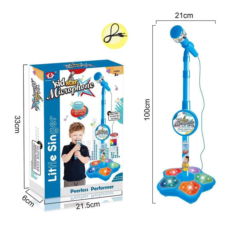 Kids Microphone With Stand Karaoke Song Music Instrument Toys Brain-Training Educational Toy Birthday Gift For Girl Boy 5 Lights