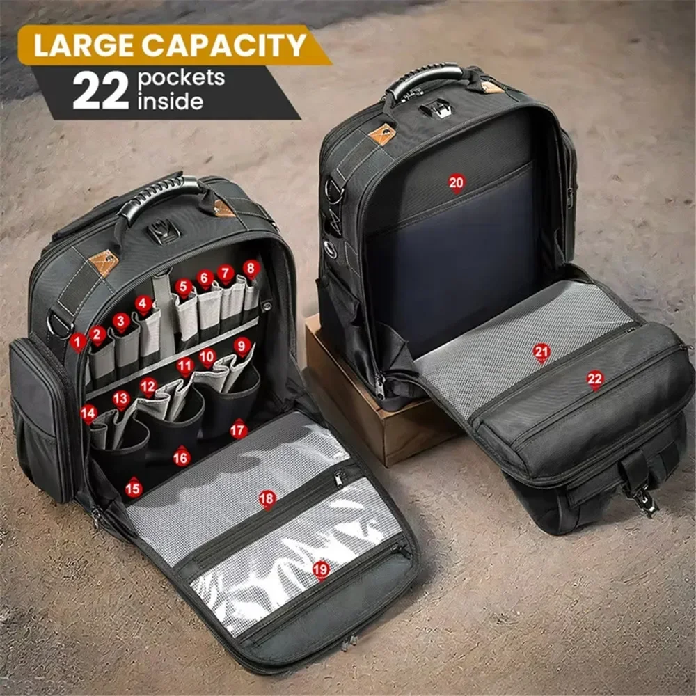 WINHUNT New Backpack Tool Bag Canvas Multifunctional Functional Backpack Woodworking Portable Detachable Tool Bag 5
