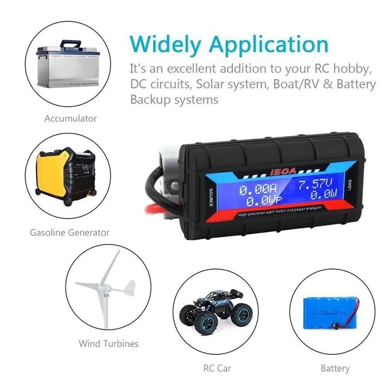 1 PCS 150A LCD Digital Amp Watt Meter Power Analyser Black Car Accessories Solar Caravan Meter For Anderson Plug Tool