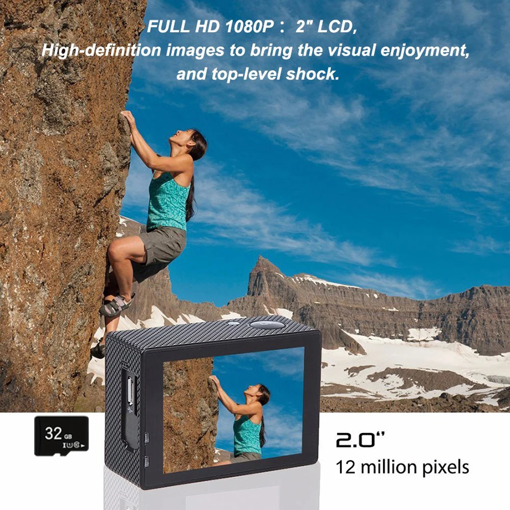 Underwater Waterproof Sports Camera Multifunctional Outdoor Riding Sports DV Skiing Diving Action Camera Video Camera For Helmet