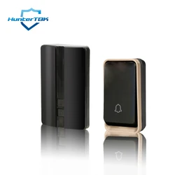 Eco-Friendly Wireless Doorbell with 51 Chime Options - Waterproof and Battery-Free - EU Plug (Black Kit)