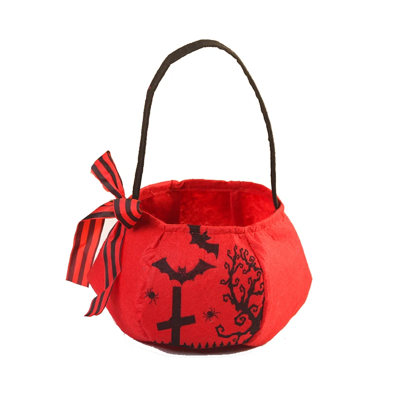 New Bow Halloween Handbag Trick-Or-Treating Candy Bags Handheld Three-Dimensional Pumpkin Bags Children'S Gift Bags