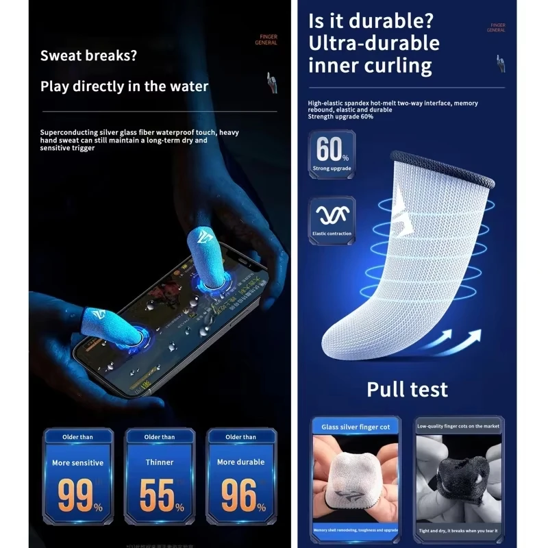 Elite Gamer Finger Sleeves - Sweatproof, Breathable, Anti-Slip Silver Fiber Touch Covers