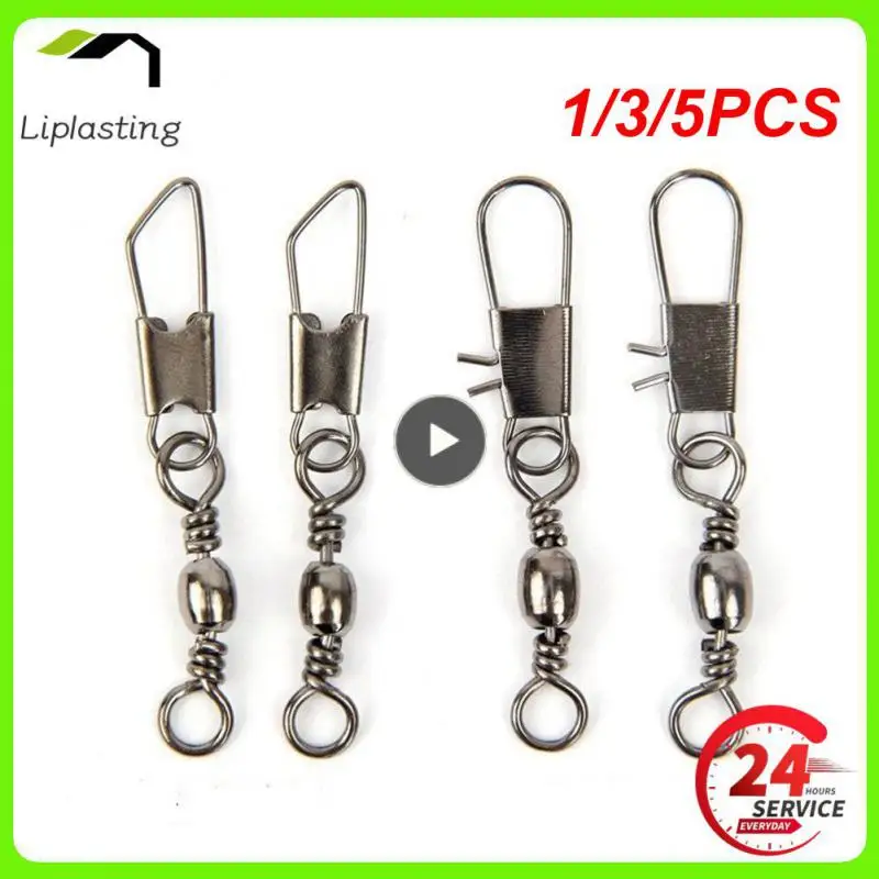 

1/3/5PCS MeredithLot Fishing Connector Pin Bearing Rolling Swivel Stainless Steel with Snap Fishhook Lure Tackle Accessorie