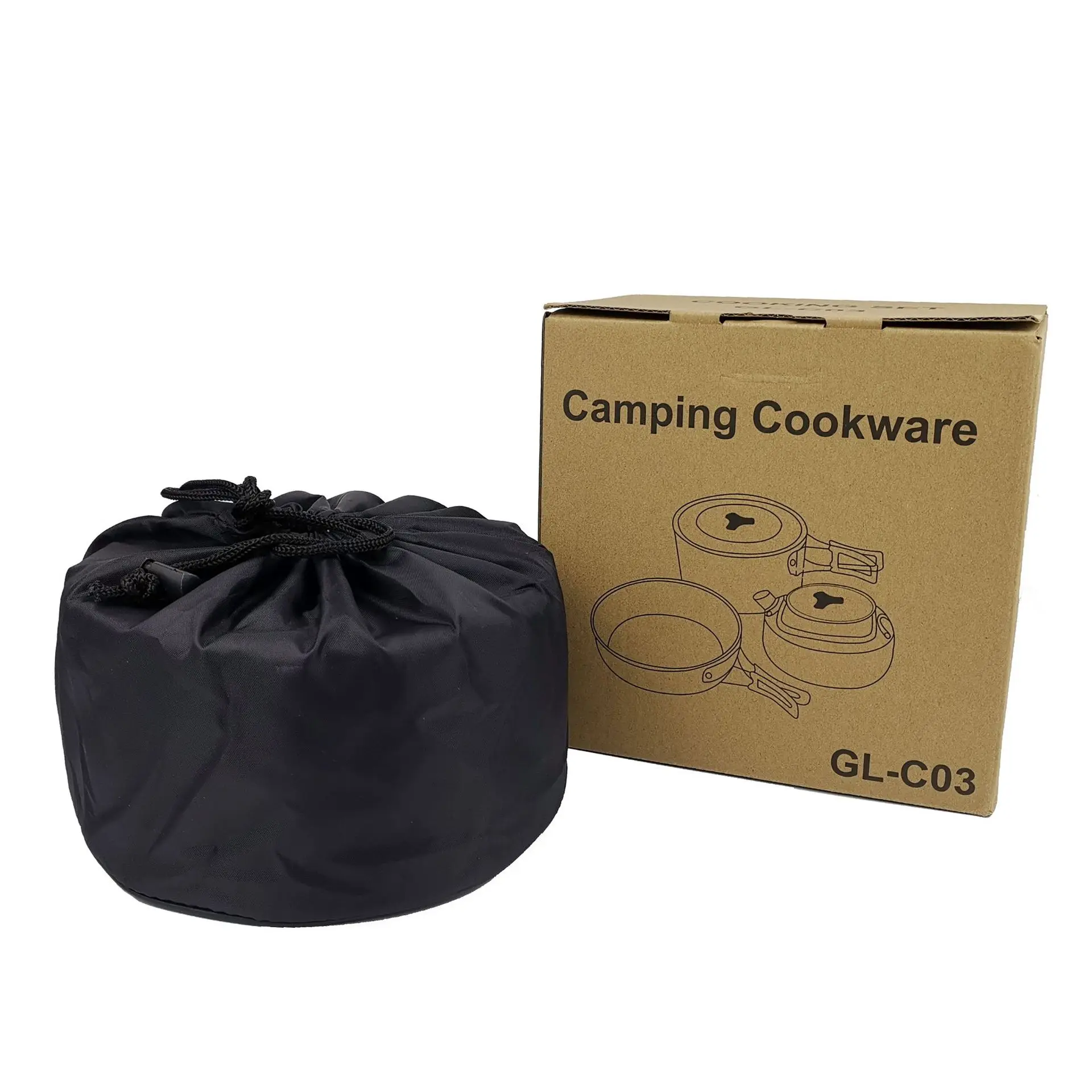 3 Pieces Portable Folding Alumina Utensils Outdoor Cooking Equipment PotTeapot Kettle Aluminum Camping Cookware Set