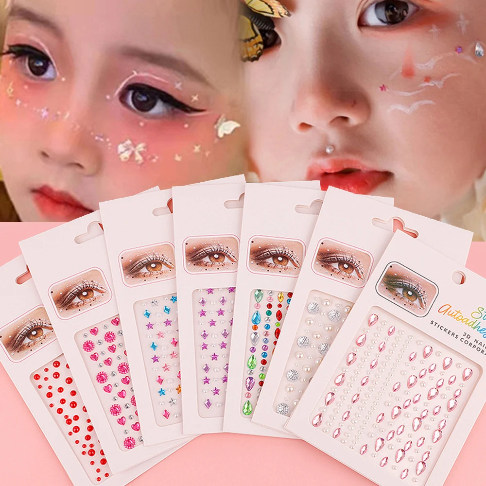 

Self Adhesive Colored Diamonds Eyeshadow Stickers Color Crystal Diamond DIY Eyes Face Body Makeup Decorations Rhinestones
