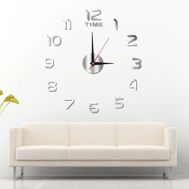 Modern Design Large Wall Clock 3D DIY Quartz Clocks Fashion Watches Acrylic Mirror Stickers Living Room Home Decor Horloge