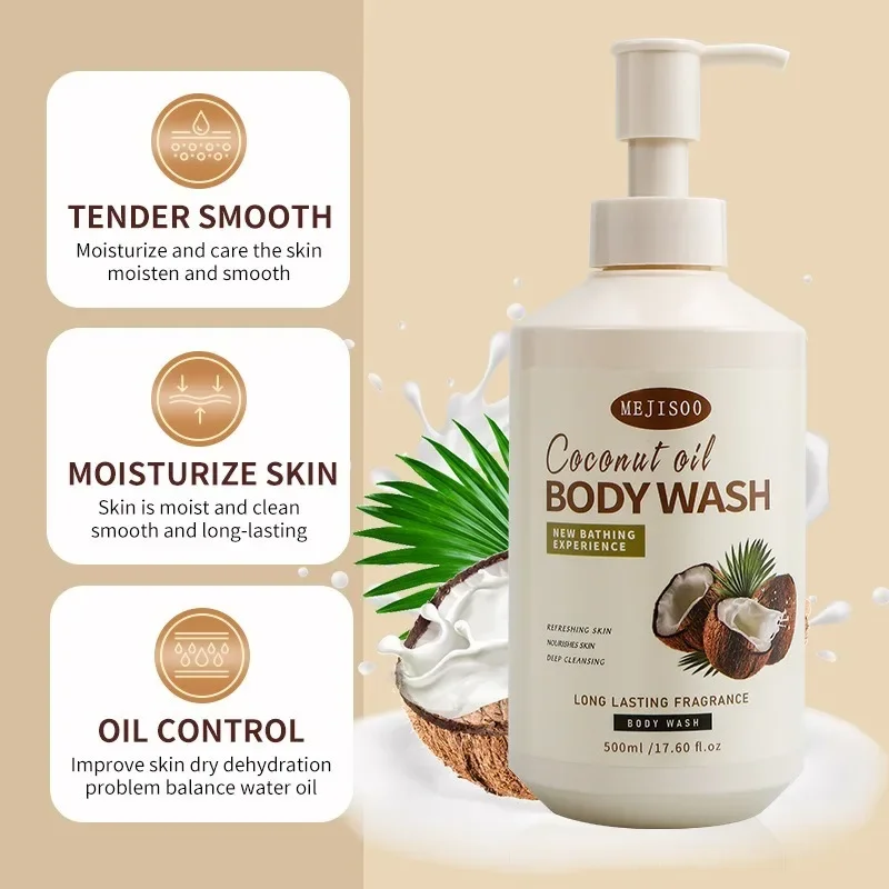 Long-Lasting Hydration and Soothing Shower Gel with Organic Coconut Oil for Dry Sensitive Skin Shea Butter Moisturizing Cleanser