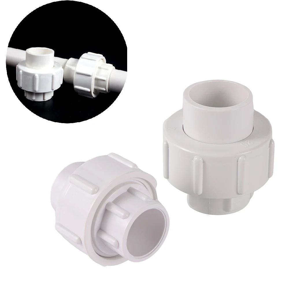 

1pc PVC 20mm 25mm Pipe Union Connector for Garden Irrigation Water Tank Joint Water Pipe Straight Connector