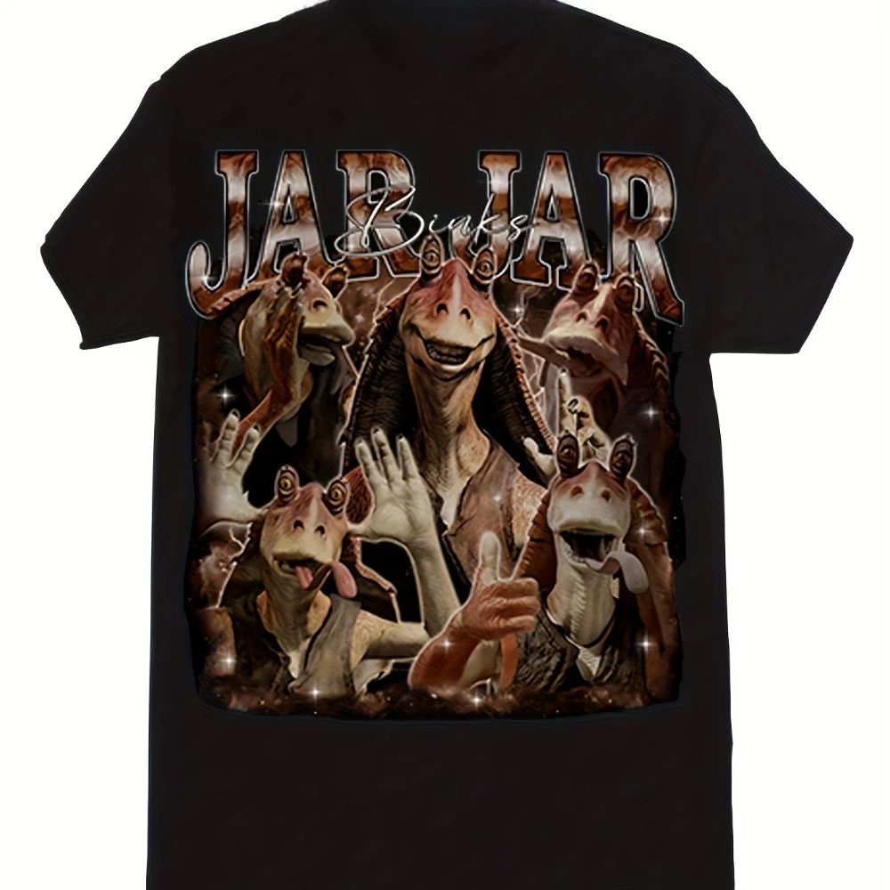 Vintage-Tribut-Shirt mit Jar Jar Binks As A Sith Lord, perfekt für Fans der 90er Jahre, ästhetisches Baumwoll-Kurzarm-T-Shirt