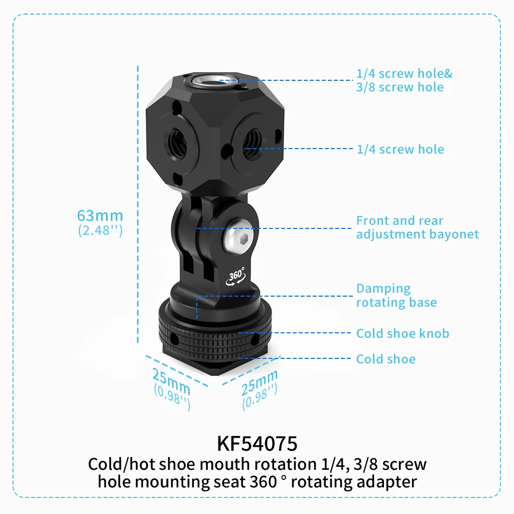 Neue Action Kamera Mount Adapter Dual Kalten Schuh Montieren Stativ Adapter 1/4 3/8 für GoPro Studio Vlog Verlängerung Halterung Zubehör – Detail 23