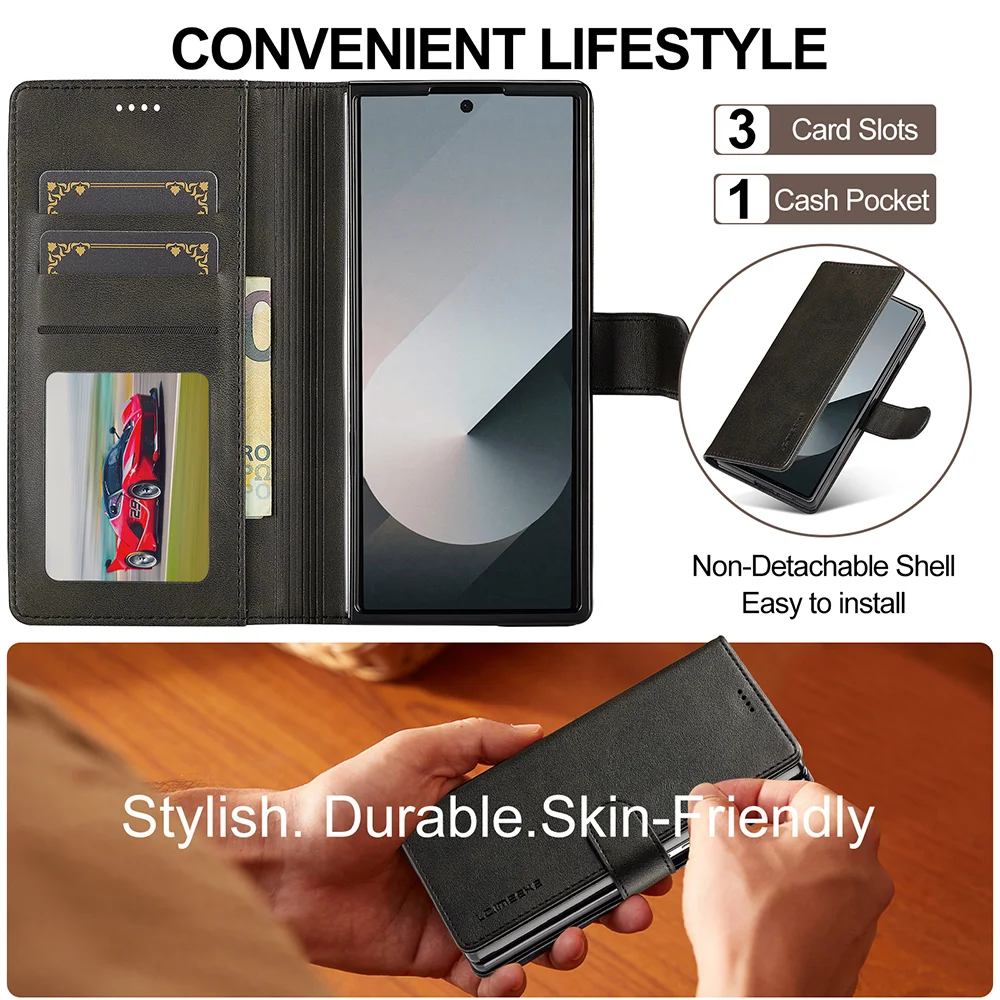 Premium Flip Leather Wallet Card Phone Case - Ultra Wide Foldable Design