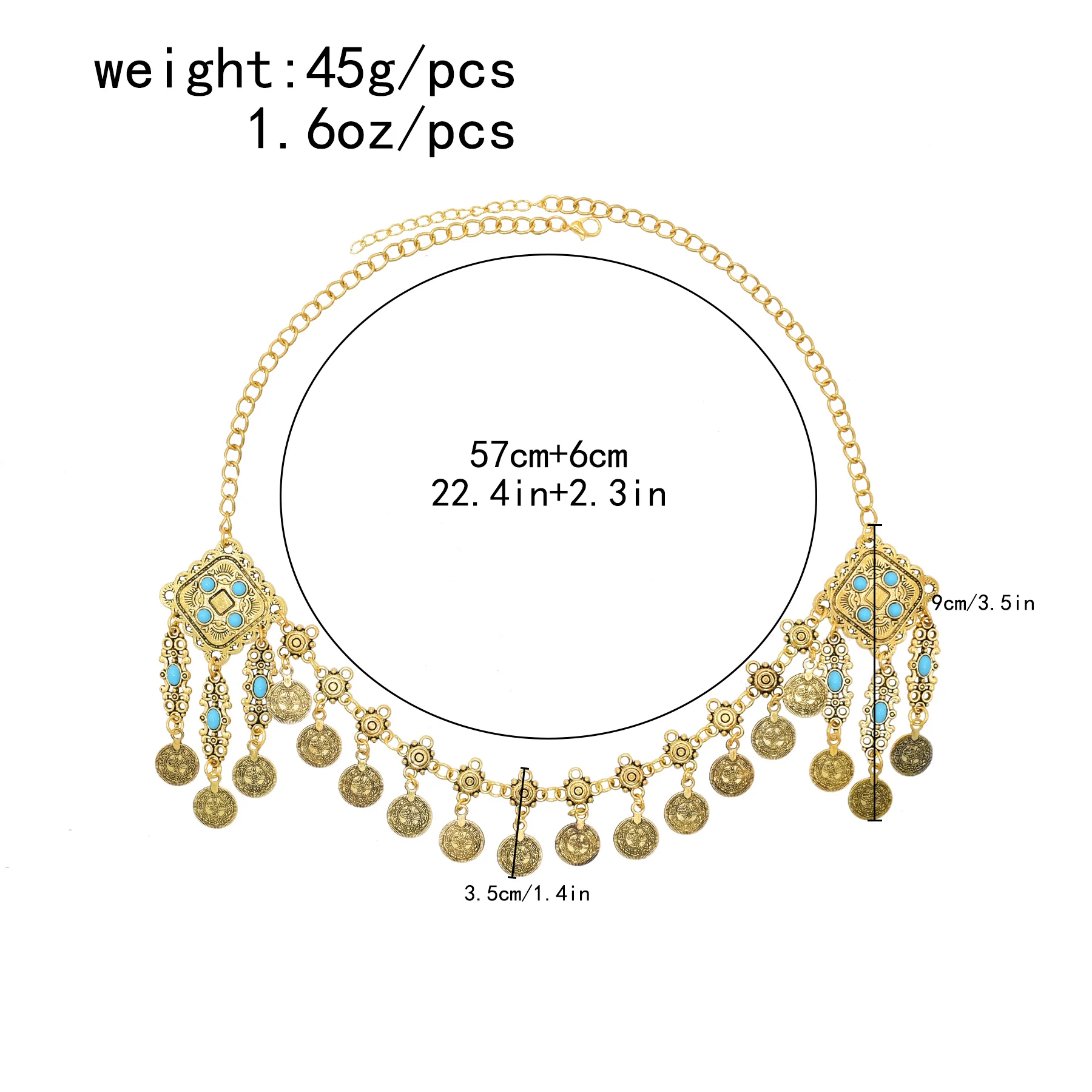 Afghanische Vintage-Münze, Quaste, türkisfarbene Kopfketten für Frauen, Bohemian-Stil, Boho-Stil, Tribal-Zigeuner-Statement-Stirnband, ethnischer Schmuck – Detail 27