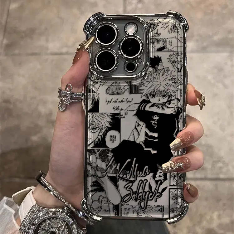 Sleek Black Anime HUNTER×HUNTER Plating Case - Anti-Fall Airbag Protection Back Cover