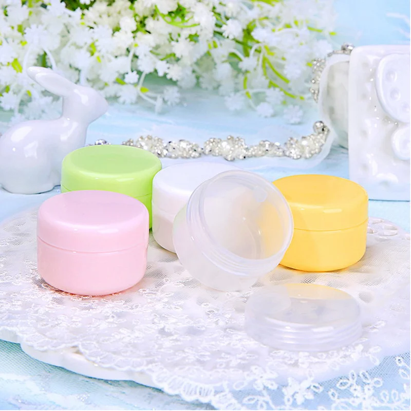 

50Pcs 10g/20g/50g/100g Refillable Bottles Plastic Empty Makeup Pot Jars Travel Face Cream/Lotion/Cosmetic Containers 5 Colors