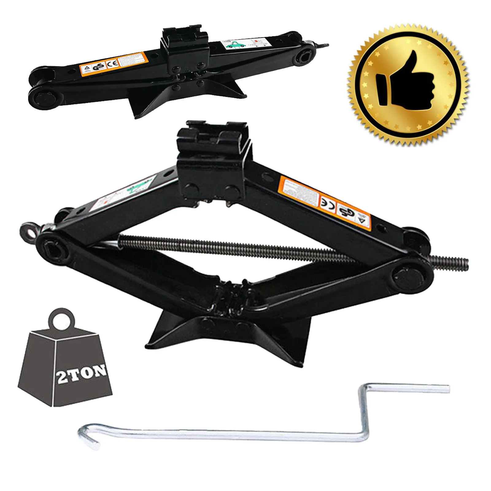 2Ton Mechanical Manual Scissor Jacks With Stabilizer Base & Handle For Car/SUV Tire Replacement And Emergency Roadside Repair