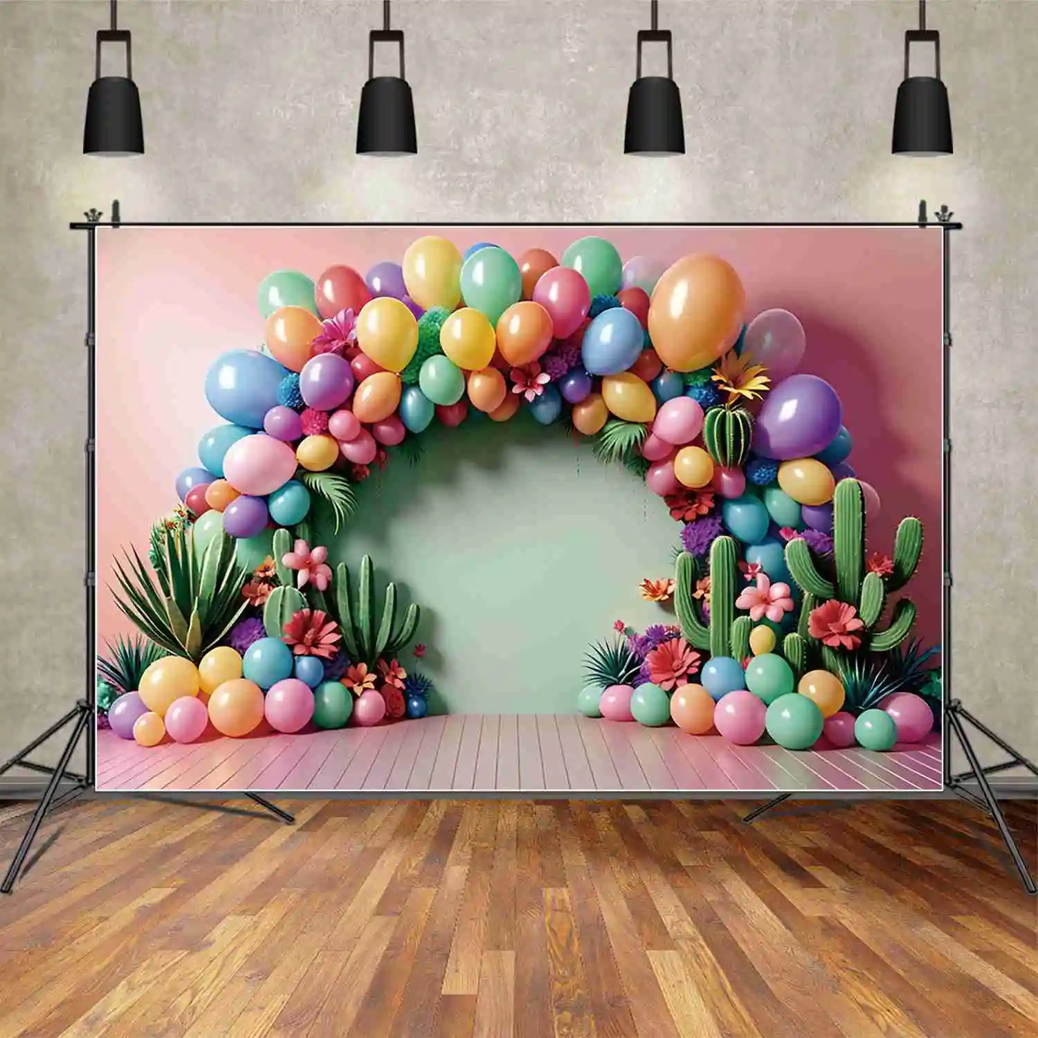 

Луна. QG воздушный шар свод фотография Фон детский градиент кактус День Рождения фотография фоны тропические Фотообои