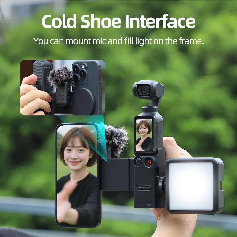 Magnetic Phone Bracket Expansion Adapter for OSMO Pocket 3 Teleprompter Holder Wrist Strap with Cold Shoe for OSMO Pocket3