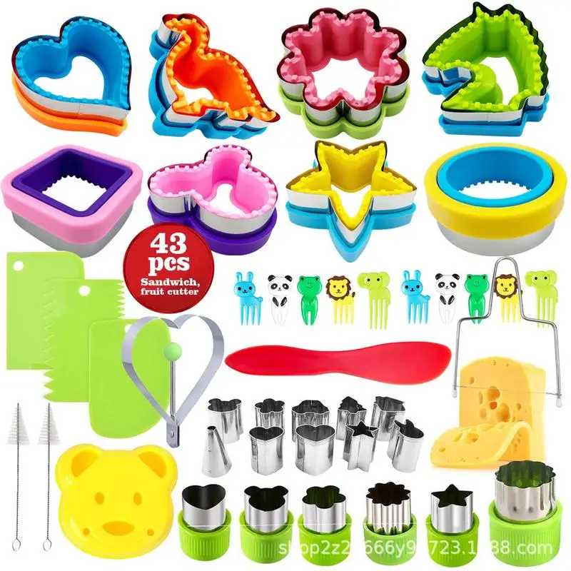 

43Pcs Fruit Cutters For Children Kids Food Cookie Sandwich Mold Maker With Shapes Vegetable Bread Mould Set Kitchen Bento Tools