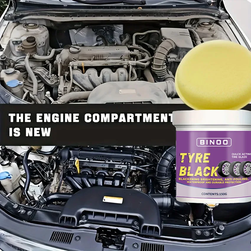 Tire Blackening Coating Wax-Hydrating Luster and Protection, Anti-Aging Tire Care Coating with Sponge Applicator