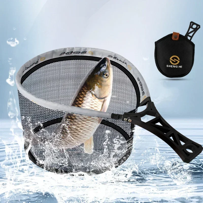 Handle Fly Fishing Hand Net Collapsible Small Mesh Foldable Landing Net Fishing Lures Outdoor Stream Tools Accessory fishing net fishing landing net