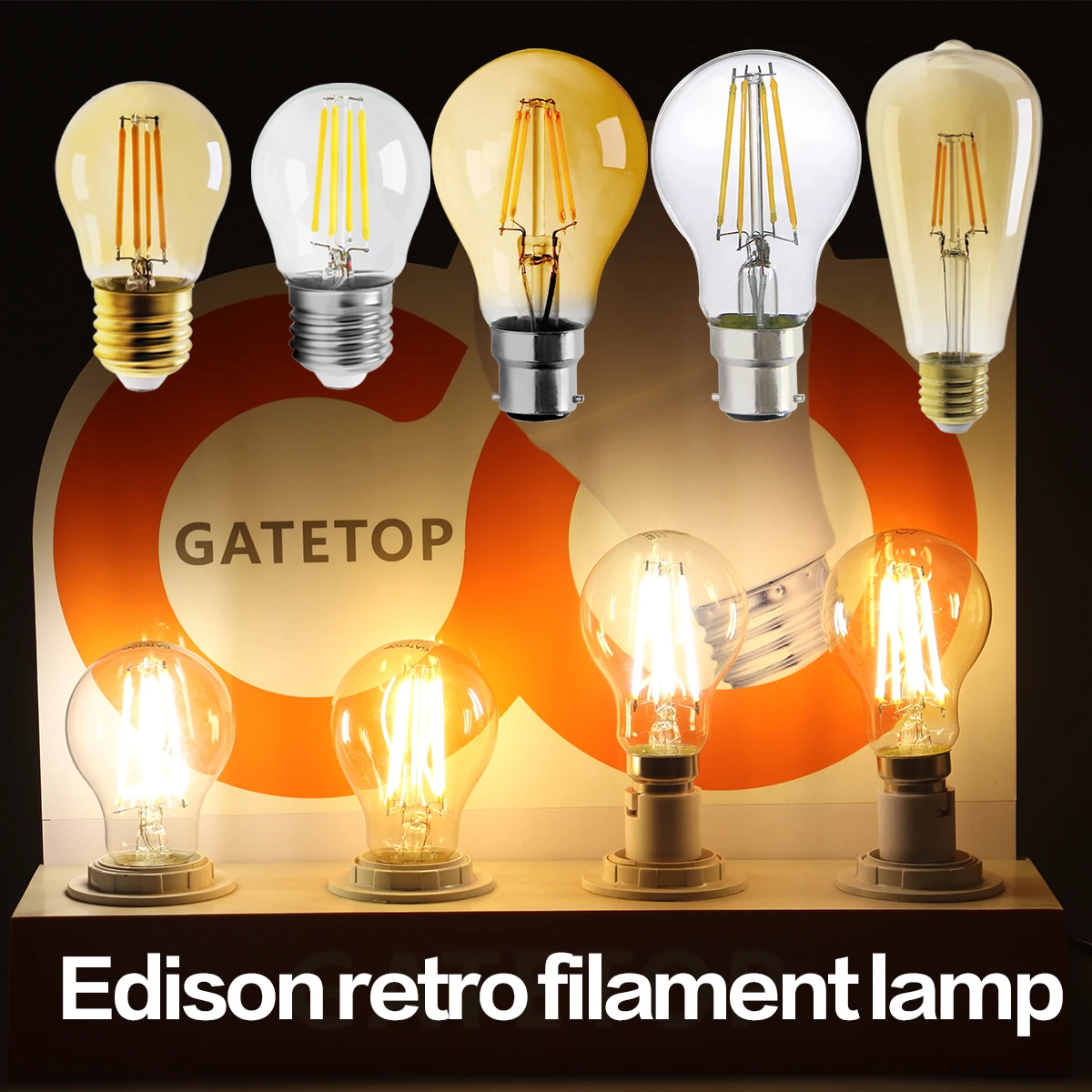 3pcs Retro Led Light Bulb E27 B22 E14 C35 A60 ST64 AC220-240V Edison ...