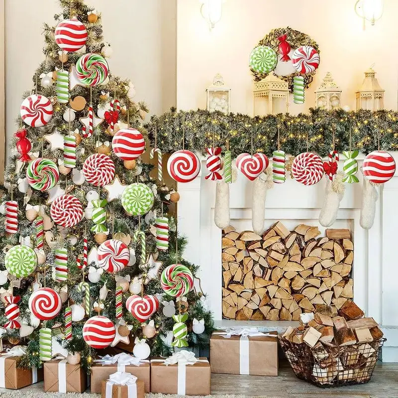 Christmas Tree Candy Pendant Set 20pcs Gift Decoration Pendant Christmas Tree Fireplace Window Party Supplies