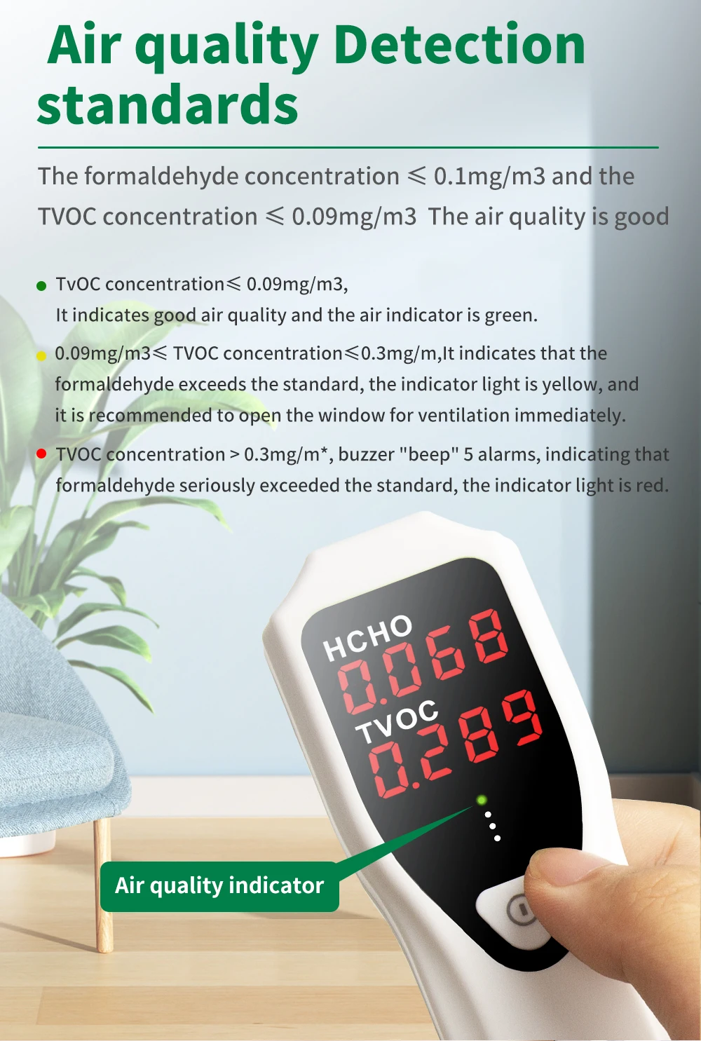 NOYAFA JMS10 Air Quality Monitor HCHO TVOC Gas Formaldehyde Monitor Tester For C