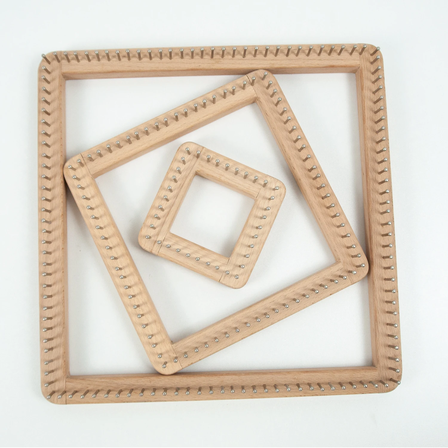 Description Picture 3 of itemWooden Spool Knitting Loom Square Crochet Board Weaving Pegs Wood Weaving Loom for Yarn Cord Knitter DIY Yarn Knitting Tool