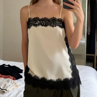 Camisole Vintage en Satin et dentelle florale pour femmes, Sexy, Patchwork, style Boho y2k, couleur unie, sans manches, dos nu, plage Chic, hauts courts 6