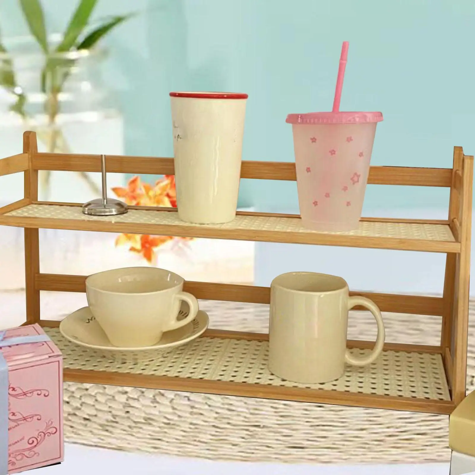 Bamboo Double Layer Rack Plant Stand Flower Pot Stand Desktop Organizer Office Kitchen Rack for Counter Kitchen Bedroom Home Bamboo Double Layer Rack Plant Stand Flower Pot Stand Desktop Organizer Office Kitchen Rack for Counter Kitchen Bedroom Home